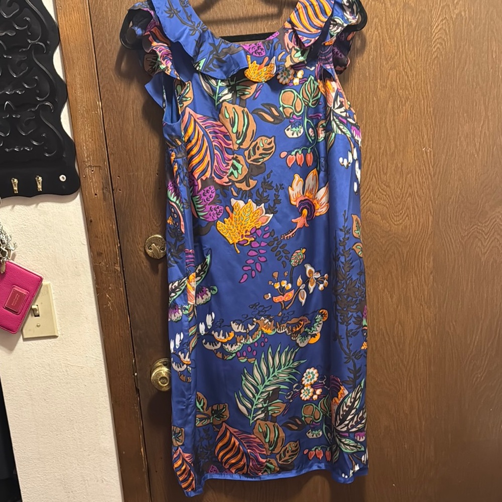 J. Crew Blue Orange Halter Midi Dress